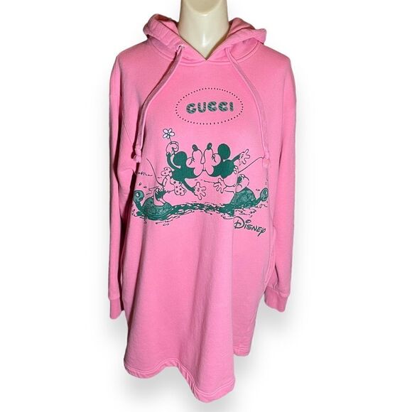 Gucci+Disney Mickey Mouse Minnie Pink  Sweatshirt Hoodie Dress with Pockets - Picture 7 of 16